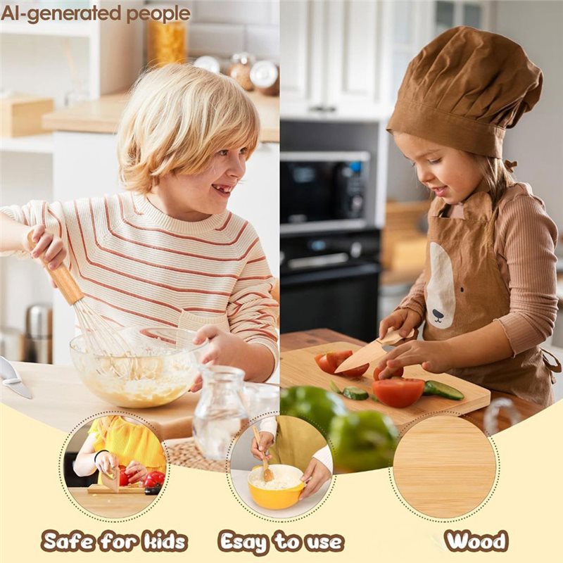 ABUG-Wooden Kids Knife And Tod - Kitchen Kids Baking Set ulasan dan harga
