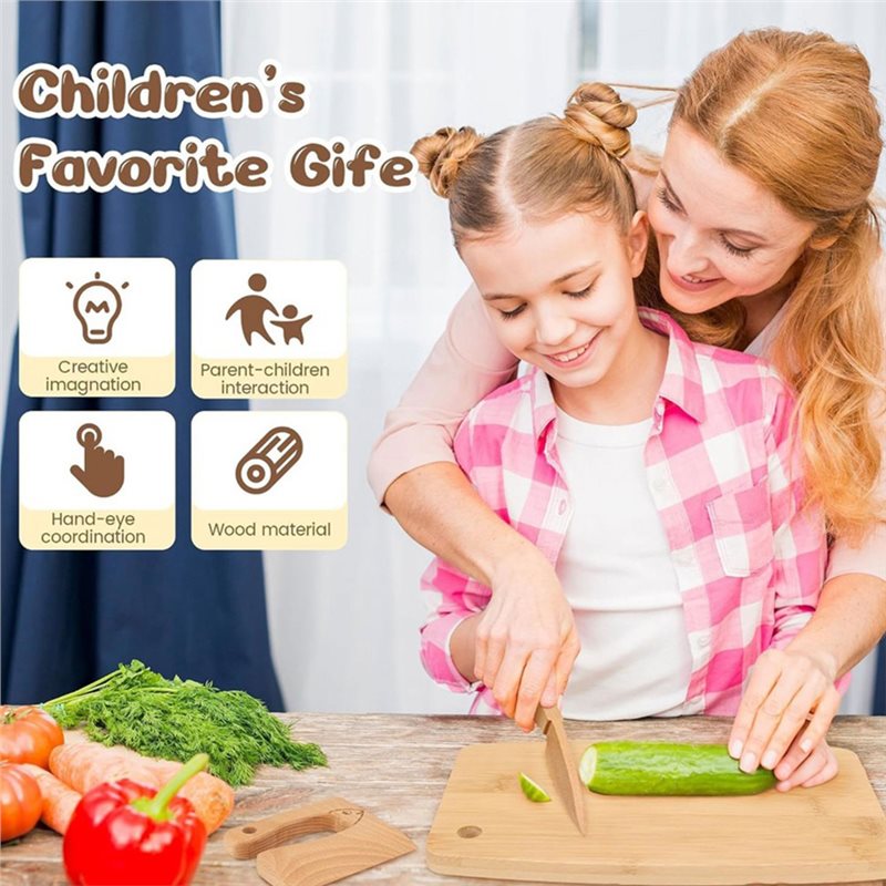 ABUG-Wooden Kids Knife And Tod - Kitchen Kids Baking Set ulasan dan harga